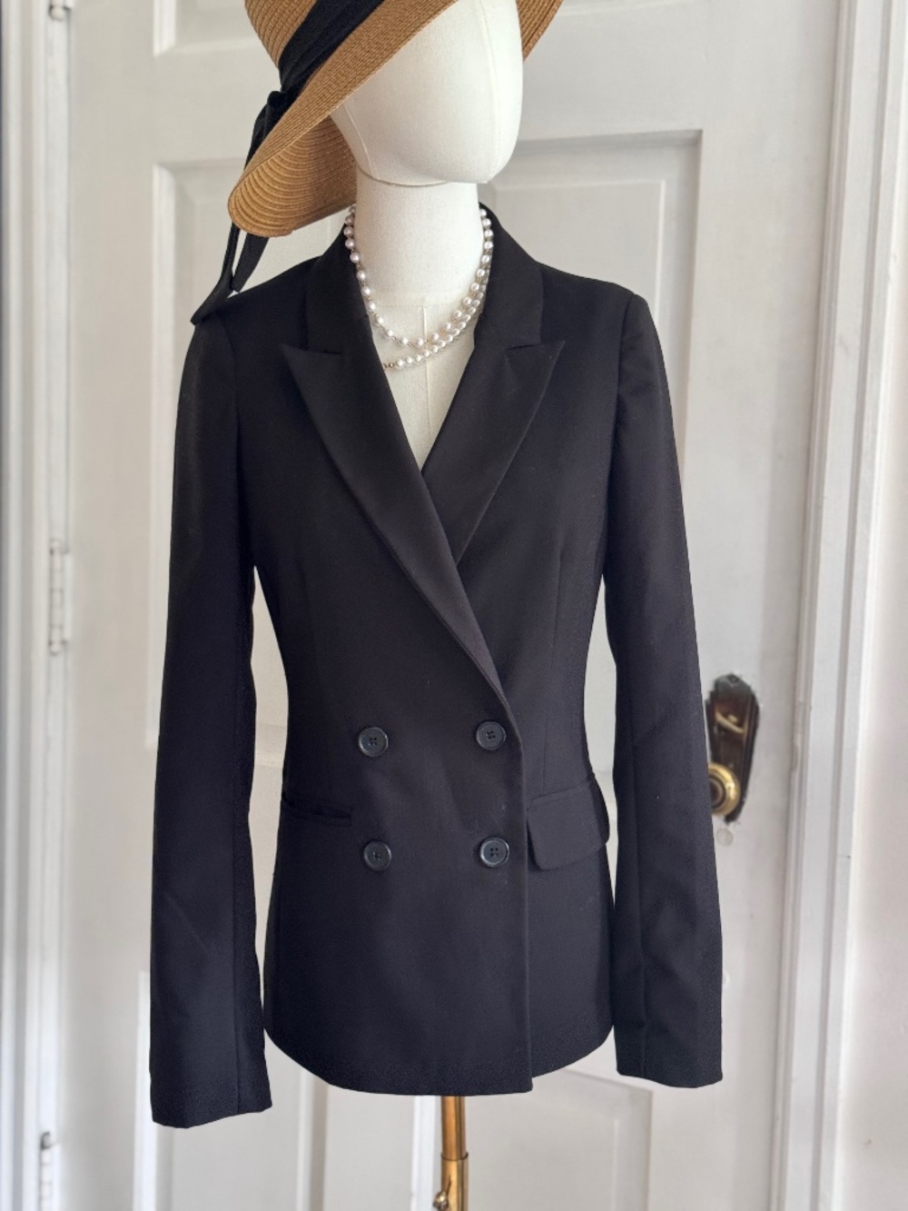 Black double-breasted blazer